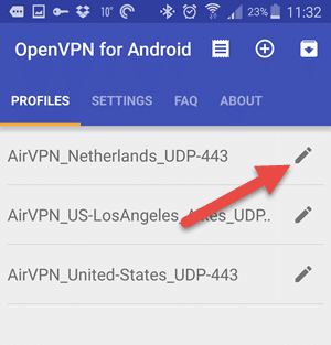   Ovpn Android Edit Connection برگه پروفایل 