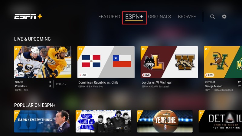   نتایج عکس ESPN + برنامه 