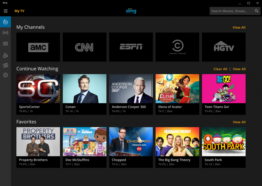   برنامه تلویزیون Sling 