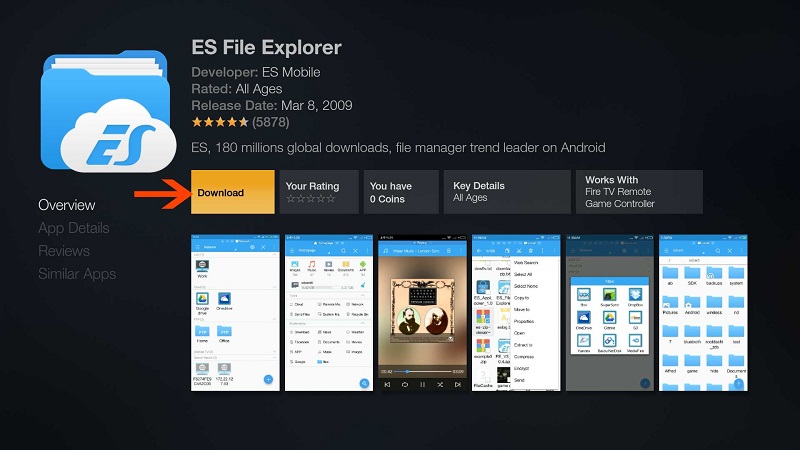   نصب ES File Explorer در FireStick 