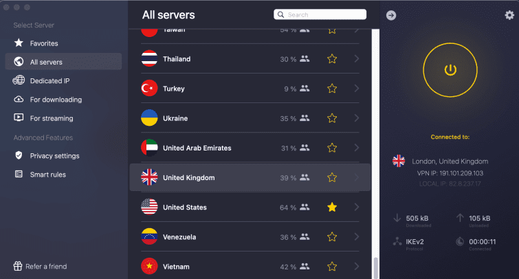  CyberGhost VPN در Macbook Air 