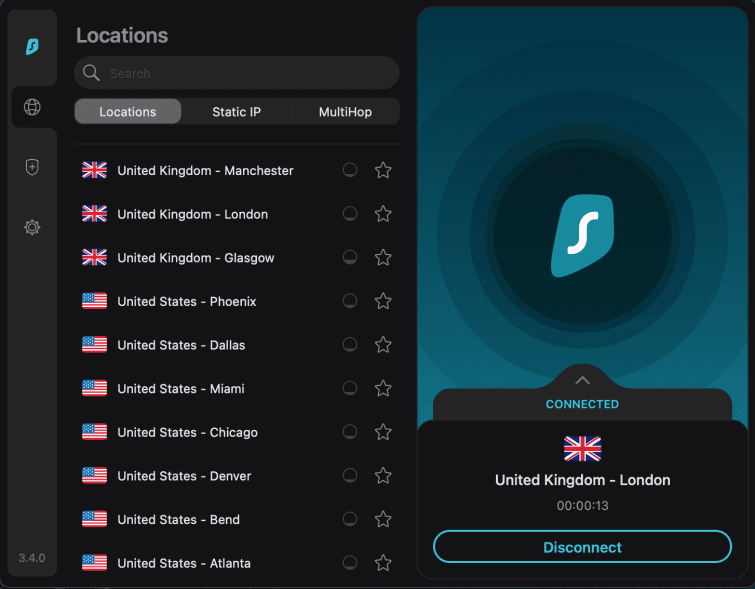   برنامه Surfshark در Macbook Air 